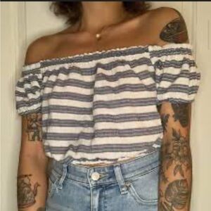 Striped Off-Shoulder Aerie Crop Top